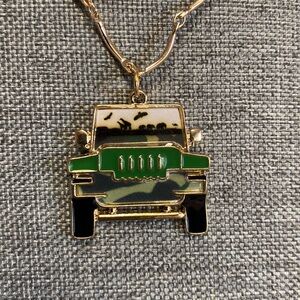 Jeep Style Pendant Gold Tone Necklace